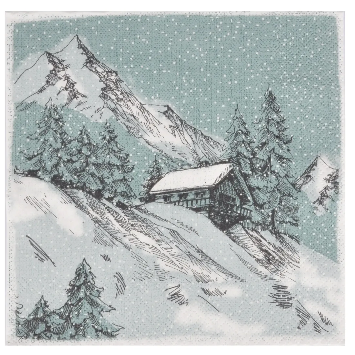 SET 20 SERVIETTES 3 PLIS 33X33CM COTTAGE DE MONTAGNE