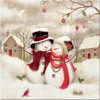 SET 20 SERVIETTES 3 PLIS 33X33CM COUPLE BONHOMMES DE NEIGE