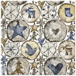 SET 20 SERVIETTES 3 PLIS 33X33CM DECO SUR BOIS