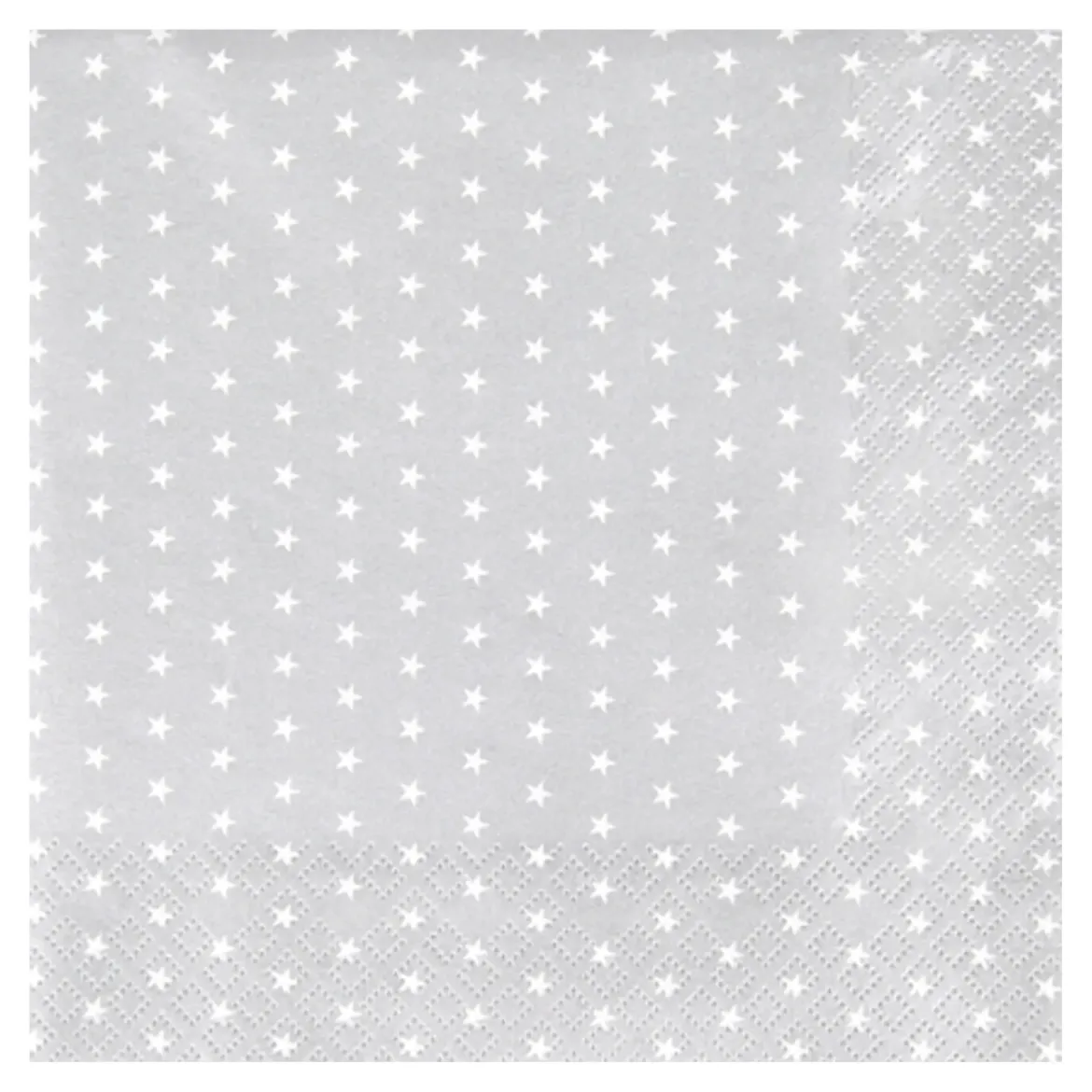 SET 20 SERVIETTES 3 PLIS 33X33CM ETOILE ARGENT