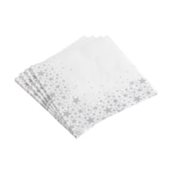 SET 20 SERVIETTES 3 PLIS 33X33CM ETOILE ARGENT