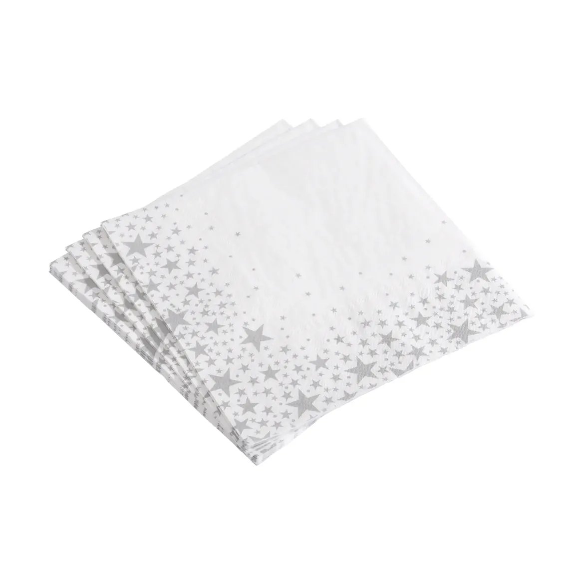 SET 20 SERVIETTES 3 PLIS 33X33CM ETOILE ARGENT
