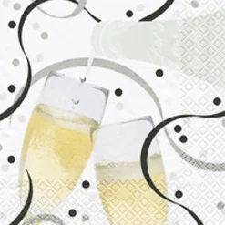 SET 20 SERVIETTES 3 PLIS 33X33CM FLUTES A CHAMPAGNE