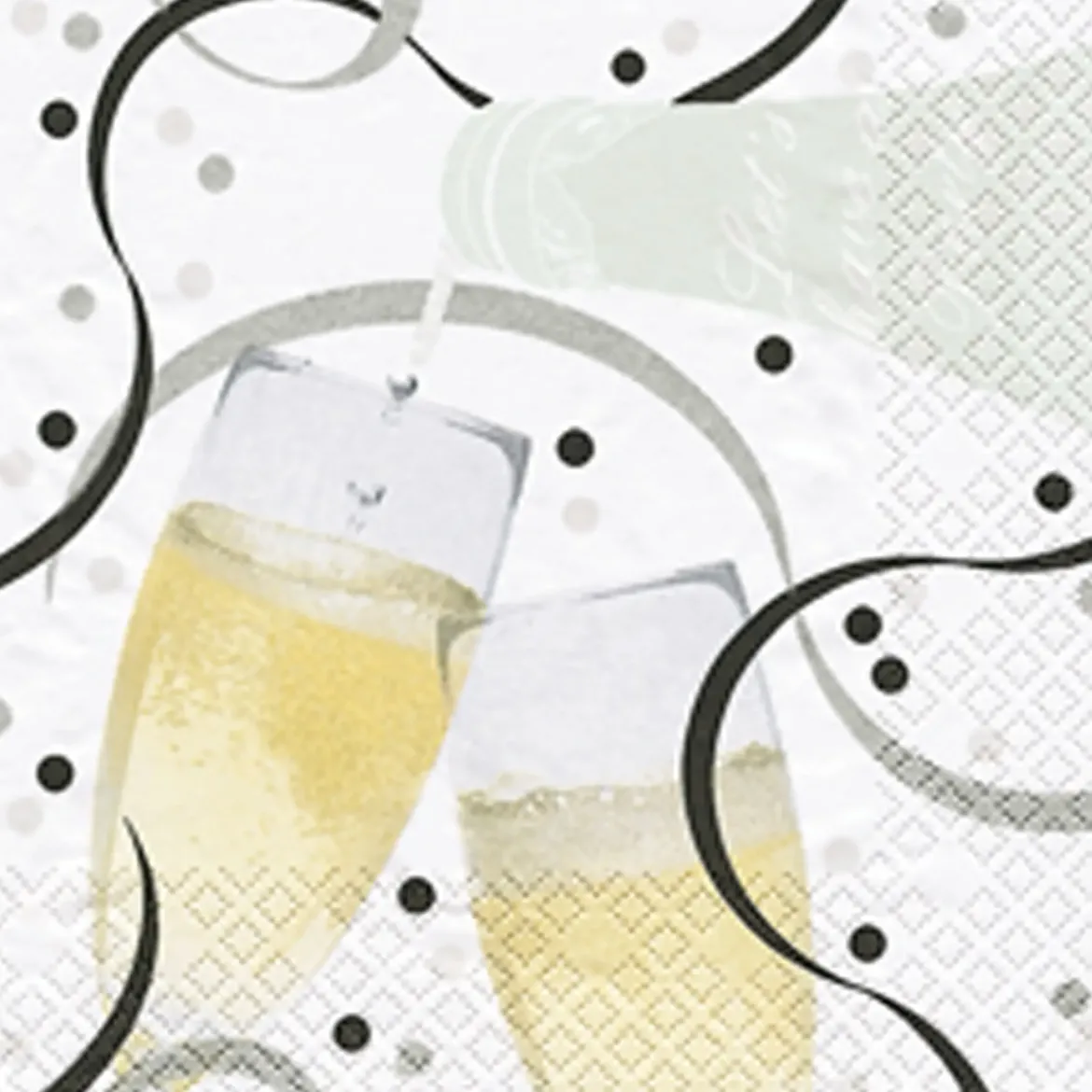 SET 20 SERVIETTES 3 PLIS 33X33CM FLUTES A CHAMPAGNE