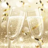 SET 20 SERVIETTES 3 PLIS 33X33CM FLUTES DE CHAMPAGNE OR