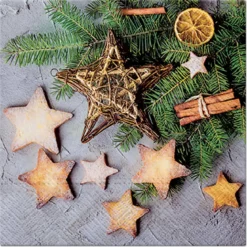 SET 20 SERVIETTES 3 PLIS 33X33CM GATEAUX ETOILES