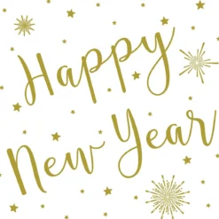 SET 20 SERVIETTES 3 PLIS 33X33CM HAPPY NEW YEAR OR