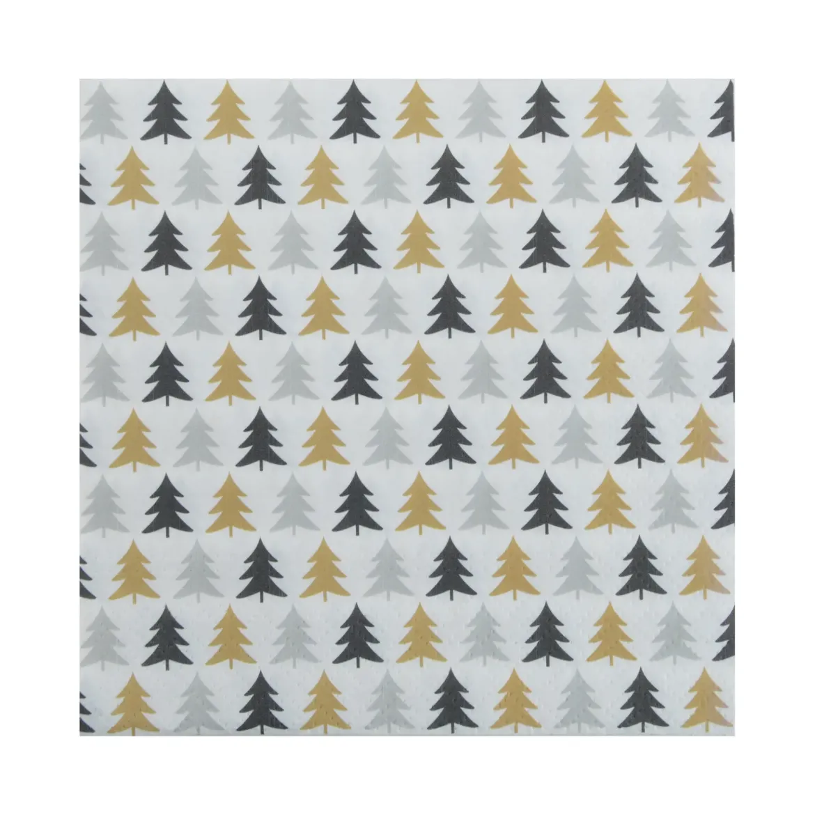 SET 20 SERVIETTES 3 PLIS 33X33CM MOTIF SAPINS FESTIFS