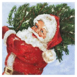SET 20 SERVIETTES 3 PLIS 33X33CM PERE NOEL