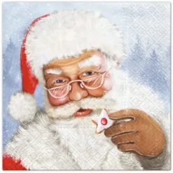 SET 20 SERVIETTES 3 PLIS 33X33CM PERE NOEL ET GATEAU