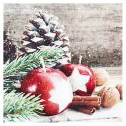 SET 20 SERVIETTES 3 PLIS 33X33CM POMME