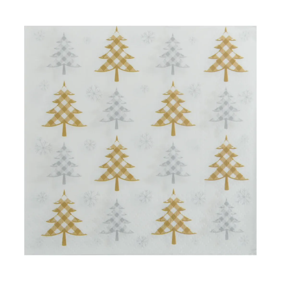 SET 20 SERVIETTES 3 PLIS 33X33CM SAPINS OR ET ARGENT
