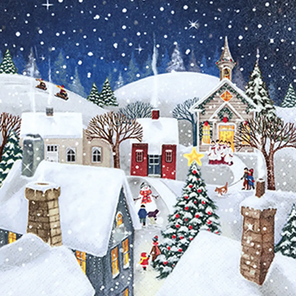 SET 20 SERVIETTES 3 PLIS 33X33CM VILLAGE ENNEIGE