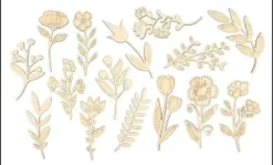 SILHOUETTES FLEURS BOIS 13CM X15 PIECES