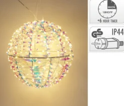 SPHERE LUMINEUSE A SUSPENDRE D.30CM 300LED ARC EN CIEL