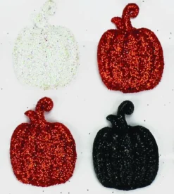 STICKER CITROUILLE ACRYL. GLITTER NOIR. BLANC. ORANGE 2.5 CM