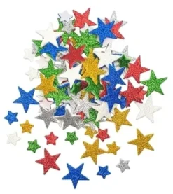 STICKERS ETOILES DE NOEL MOUSSE PAILLETEE X216 PIECES