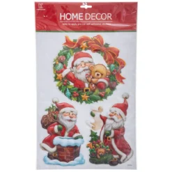 STICKERS PERE NOEL BONHOMME NEIGE RELIEF 29X41CM