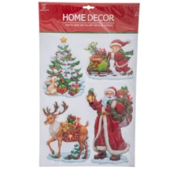 STICKERS PERE NOEL BONHOMME NEIGE RELIEF 29X41CM