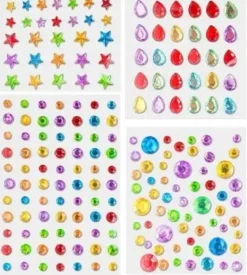 STICKERS STRASS COULEURS VIVES 0.6 A 1.4CM X196 PIECES