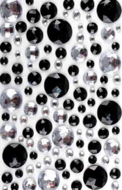 STICKERS STRASS ROND NOIR CRISTAL 0.5 A 2 CM X 106 PCS