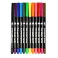 STYLOS FEUTRE DOUBLE POINTE FINE ET PINCEAU X12PCS