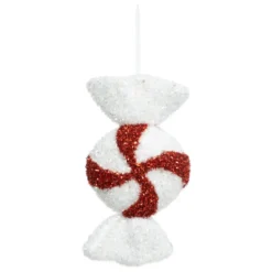 SUJET BONBON ROND ROUGE BLANC 28CM