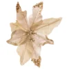 SUJET DE NOEL POINSETTIA PAILLETTE CHAMPAGNE H.23CM