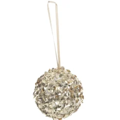SUJET NOEL BOULE PAILLETTE 8CM OR