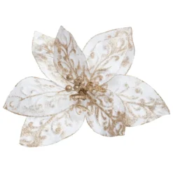 SUJET POINSETTIA XL BLANC OR 40CM