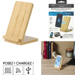SUPPORT CHARGEUR INDUCTION BOIS 15W