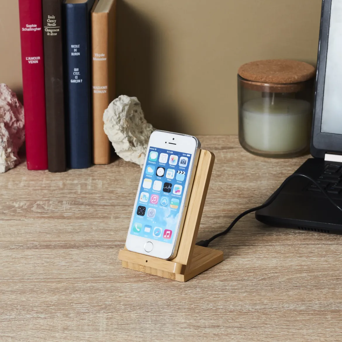 SUPPORT CHARGEUR INDUCTION BOIS 15W