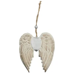 SUSPENSION AILES D ANGES ARGENT AVEC COEUR