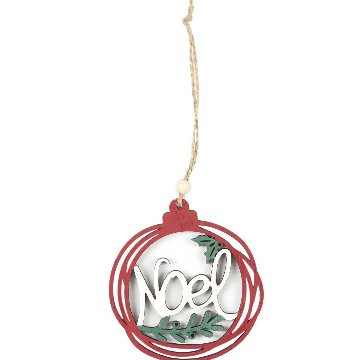 SUSPENSION AJOUREE NOEL BOIS ROUGE ET VERT