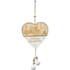 SUSPENSION BOIS COEUR BLANC POMPON