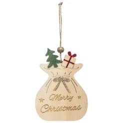 SUSPENSION BOIS HOTTE PERE NOEL 11CM