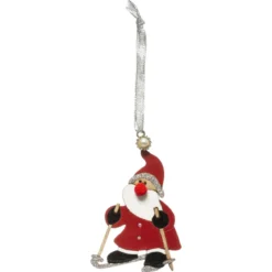 SUSPENSION BOIS PERE NOEL SKI 10CM