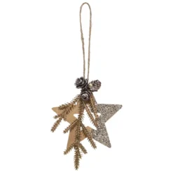 SUSPENSION BOIS POMME DE PIN ETOILE SAPIN COEUR