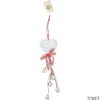 SUSPENSION COEUR GRELOTS RUBAN VICHY 9X2.5X37CM
