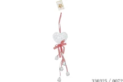 SUSPENSION COEUR GRELOTS RUBAN VICHY 9X2.5X37CM
