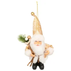 SUSPENSION DE NOEL PERE NOEL CADEAU OR 13CM