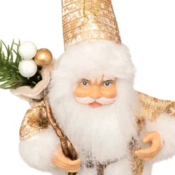 SUSPENSION DE NOEL PERE NOEL CADEAU OR 13CM