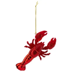 SUSPENSION DE NOEL VERRE HOMARD ROUGE 13CM