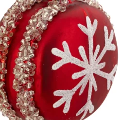 SUSPENSION DE NOEL VERRE MACARON ROUGE 6CM
