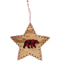 SUSPENSION ETOILE OURS TARTAN H14CM