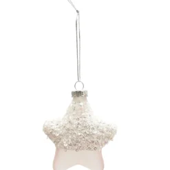 SUSPENSION ETOILE VERRE ROSE PAILLETTES