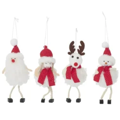 SUSPENSION FIGURINE NOEL BLANC ET ROUGE H.16CM
