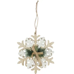 SUSPENSION FLOCON DE NEIGE BOIS 34X18X0.5CM