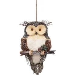SUSPENSION HIBOU BRANCHE H.50CM