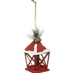 SUSPENSION LANTERNE METAL ROUGE BRANCHE